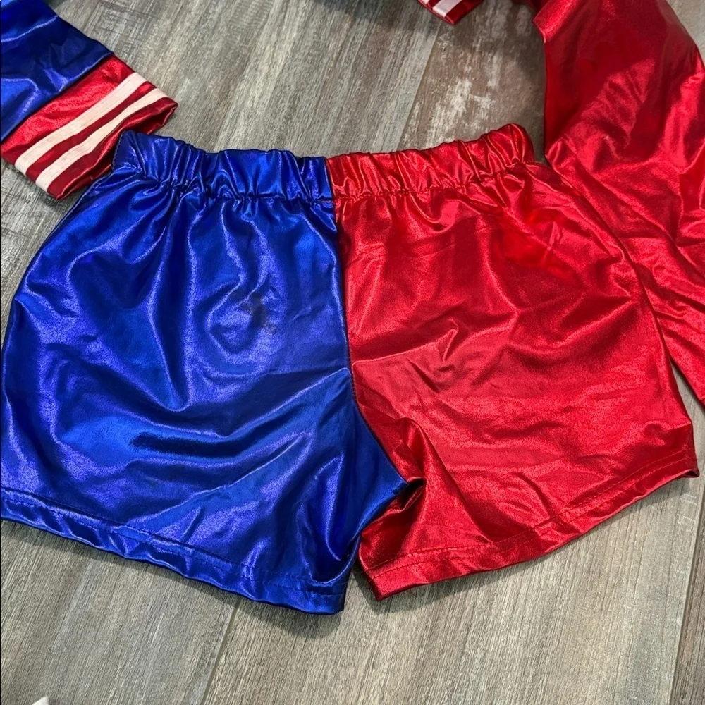 Harley Quinn Suicide Squad Halloween Colorful Jacket and Shorts Set Costume 140